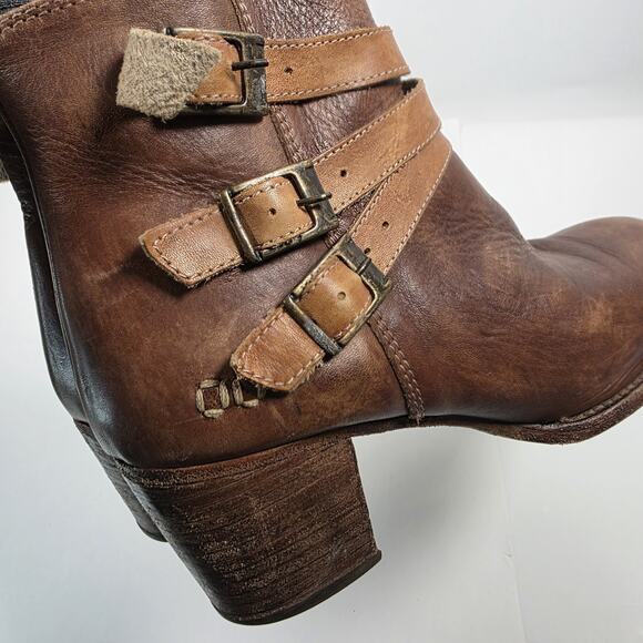 Bed Stu Cobbler Boots Womens Size 9 Brown Leather Ankle Buckle Zip Distressed - Picture 2 of 15